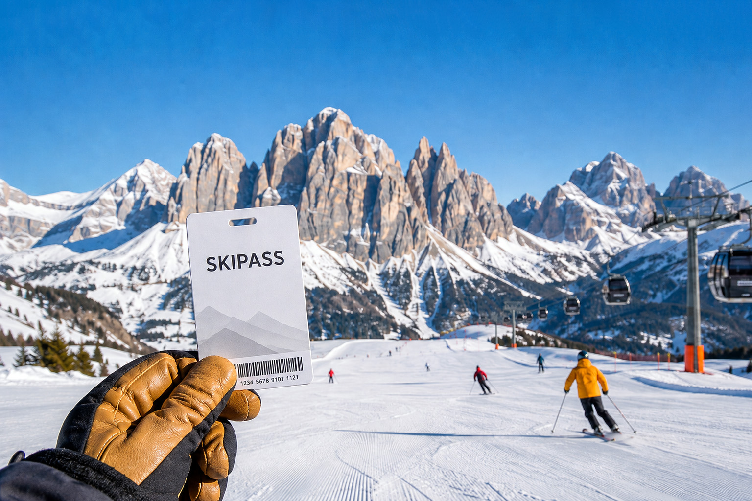 Sciatori sulle Dolomiti e informazioni sui rimborsi e voucher Dolomiti Superski 2026